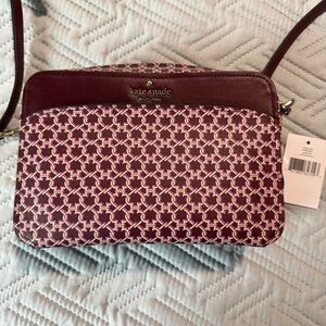 Kate Spade Link Camera Bag Crossbody Purse Pink Burgundy